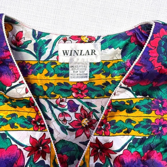 WINLAR Vintage Floral Print Polyester One Size Fits‎ All Caftan Kimono Tunic - Picture 5 of 7